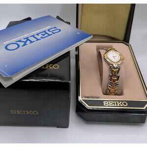 Seiko Ladies Two Tone Quartz Watch 1N00-6E98 Gold Silver Bracelet Working